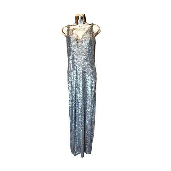 EMERALD SUNDAE Sequins Jumpsuit Silver V-Neck Sleeveless Pockets Cocktail 9 EUC - Picture 11 of 11